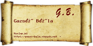 Gazsó Béla névjegykártya
