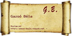 Gazsó Béla névjegykártya